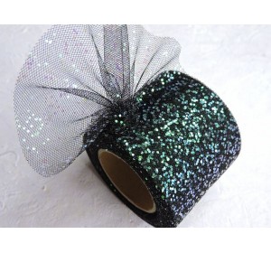 Фатин с блестками 5,5 см, цв. черный - 1 м.