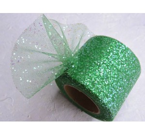 Фатин с блестками 5,5 см, цв. темно-зеленый - 1 м.