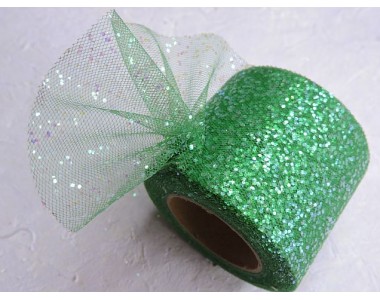 Фатин с блестками 5,5 см, цв. темно-зеленый - 1 м.