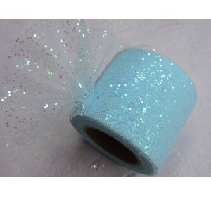 Фатин с блестками 5,5 см, цв. голубой - 1 м.