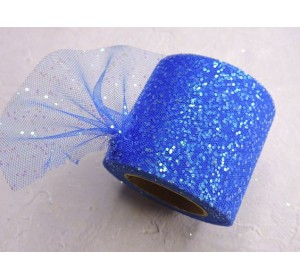 Фатин с блестками 5,5 см, цв. синий - 1 м.