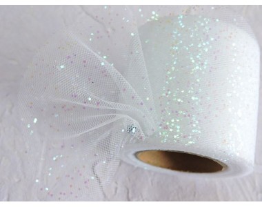 Фатин с блестками 5,5 см, цв. белый - 1 м.