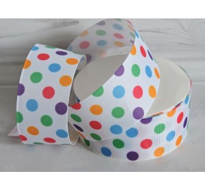 Лента репсовая 40 мм с рисунком "Цветной горох" - 1 м.