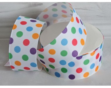 Лента репсовая 40 мм с рисунком "Цветной горох" - 1 м.