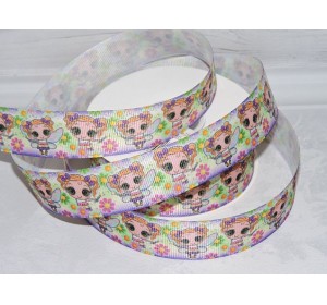 Лента репсовая 25 мм с рисунком "Девочка" - 1 м.