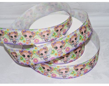 Лента репсовая 25 мм с рисунком "Девочка" - 1 м.