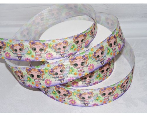 Лента репсовая 25 мм с рисунком "Девочка" - 1 м.