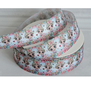 Лента репсовая 25 мм с рисунком "Балерина" - 1 м.