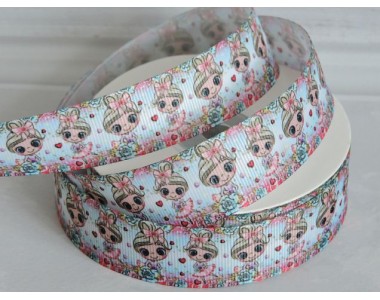 Лента репсовая 25 мм с рисунком "Балерина" - 1 м.