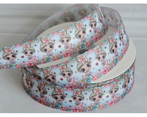 Лента репсовая 25 мм с рисунком "Балерина" - 1 м.