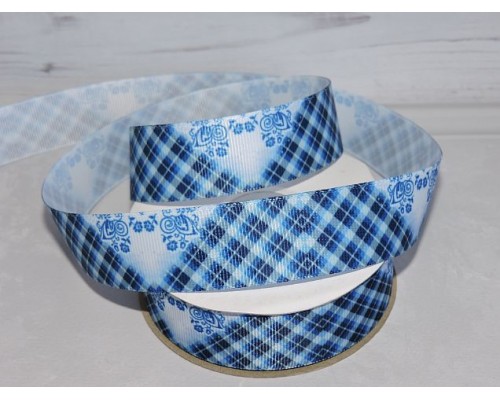 Лента репсовая 25 мм с рисунком, "Кружево" - 1 м.