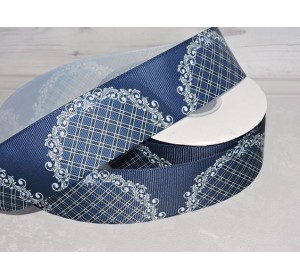 Лента репсовая 40 мм с рисунком, "Клетка" - 1 м.