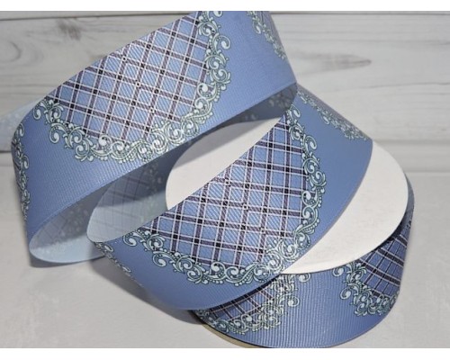 Лента репсовая 40 мм, с рисунком "Клетка 2" - 1 м.