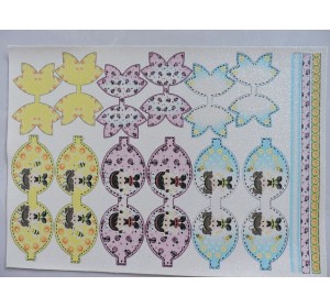 Кожзам-шаблон для бантика с блестками "Девочка-пчелка" - 1 лист.