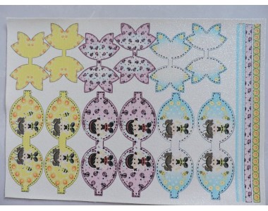 Кожзам-шаблон для бантика с блестками "Девочка-пчелка" - 1 лист.