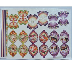 Кожзам-шаблон для бантика с блестками "Принцессы №11" - 1 лист.