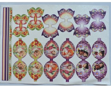 Кожзам-шаблон для бантика с блестками "Принцессы №11" - 1 лист.