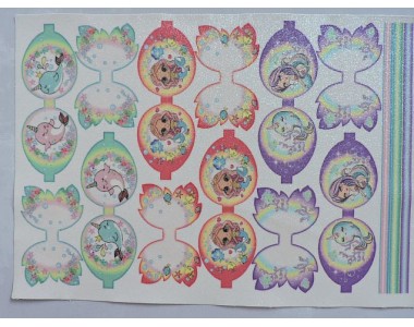 Кожзам-шаблон для бантика с блестками "Русалочки №7" - 1 лист.