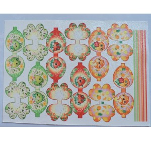 Кожзам-шаблон для бантика с блестками "Фруктики №1" - 1 лист.