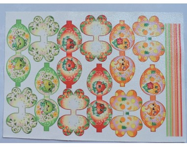 Кожзам-шаблон для бантика с блестками "Фруктики №1" - 1 лист.