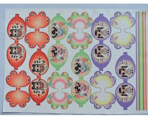 Кожзам-шаблон для бантика с блестками "Лол №3" - 1 лист.