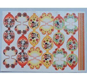 Кожзам-шаблон для бантика с блестками "Мики №14" - 1 лист.