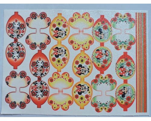 Кожзам-шаблон для бантика с блестками "Мики №14" - 1 лист.