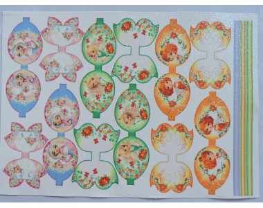 Кожзам-шаблон для бантика с блестками "Принцессы №12" - 1 лист.