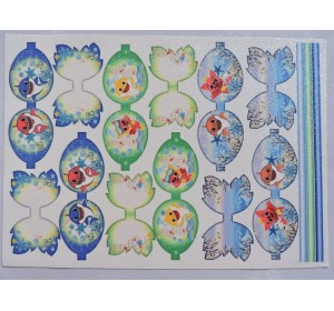 Кожзам-шаблон для бантика с блестками "Мультики №16" - 1 лист.