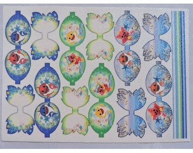 Кожзам-шаблон для бантика с блестками "Мультики №16" - 1 лист.