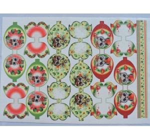 Кожзам-шаблон для бантика с блестками "Зверюшки №6" - 1 лист.