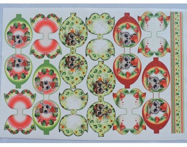 Кожзам-шаблон для бантика с блестками "Зверюшки №6" - 1 лист.