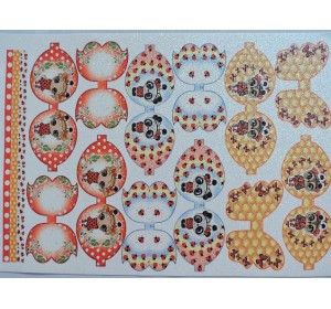 Кожзам-шаблон для бантика с блестками "Зверюшки №4" - 1 лист.