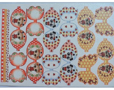 Кожзам-шаблон для бантика с блестками "Зверюшки №4" - 1 лист.