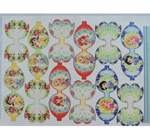 Кожзам-шаблон для бантика с блестками "Принцессы №15" - 1 лист.