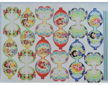 Кожзам-шаблон для бантика с блестками "Принцессы №15" - 1 лист.