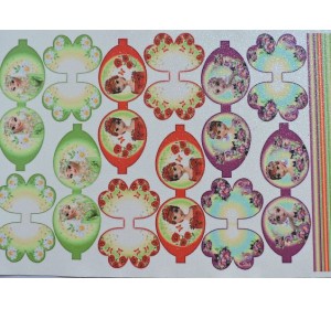 Кожзам-шаблон для бантика с блестками "Анна и Эльза №13" - 1 лист.