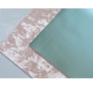 Кожзам двусторонний с бархатом, цв. светло-розовый/голубой - 1 лист
