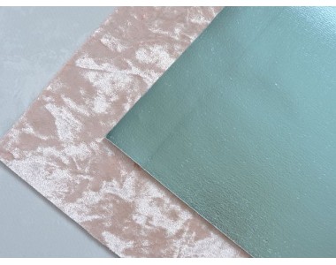Кожзам двусторонний с бархатом, цв. светло-розовый/голубой - 1 лист