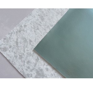 Кожзам двусторонний с бархатом, цв. светло-голубой/голубой - 1 лист