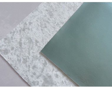 Кожзам двусторонний с бархатом, цв. светло-голубой/голубой - 1 лист