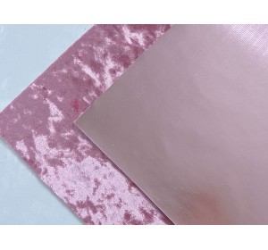 Кожзам двусторонний с бархатом, цв. пенка/розовый - 1 лист