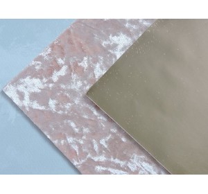Кожзам двусторонний с бархатом, цв. светло-розоавый/светлое золото - 1 лист