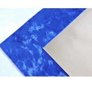 Кожзам двусторонний с бархатом, цв. синий/светлое золото - 1 лист