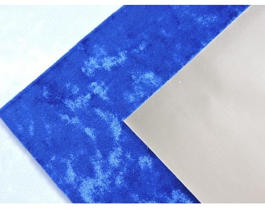 Кожзам двусторонний с бархатом, цв. синий/светлое золото - 1 лист