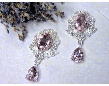 Серединка ювелирная с подвеской, цв. светло-розовый №13 - 1 шт.