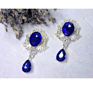 Серединка ювелирная с подвеской, цв. синий № 18 - 1 шт.