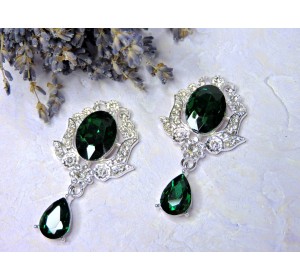 Серединка ювелирная с подвеской, цв. изумрудный №14 - 1 шт.