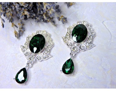 Серединка ювелирная с подвеской, цв. изумрудный №14 - 1 шт.