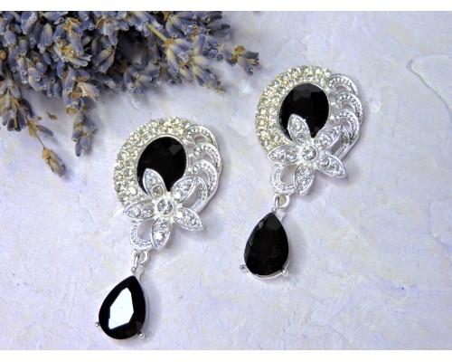 Серединка ювелирная с подвеской, цв. черный №6 - 1 шт.